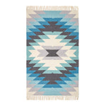 Helsinki Handwoven Geometric Blue Grey And Cream Kilim Wool Rug | 120cm x 180cm | Blue & Grey
