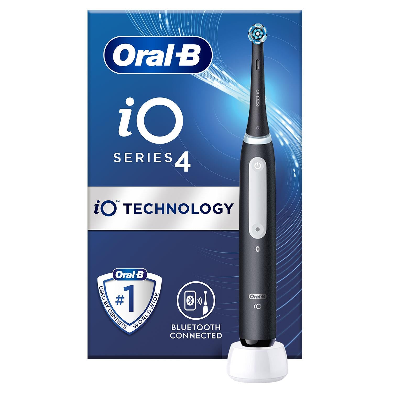 Io4 Electric Rechargeable Toothbrush With 4 Modes & Uk 2 Pin Plug, Black