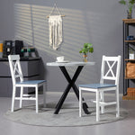 Wood Dining Chairs Set Of 2 W/ Cross Back | White