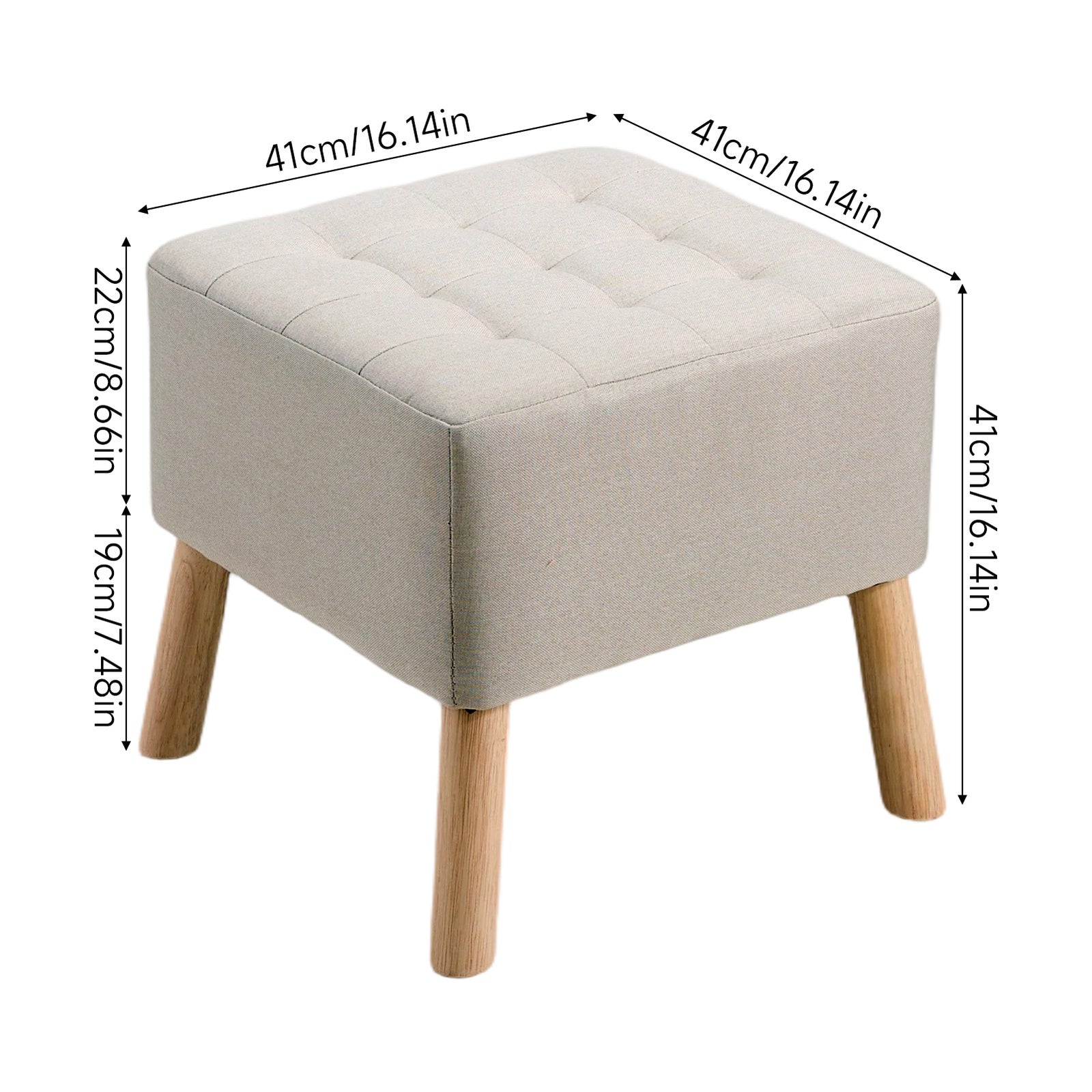 Linen Upholstered Footstool | Light Grey
