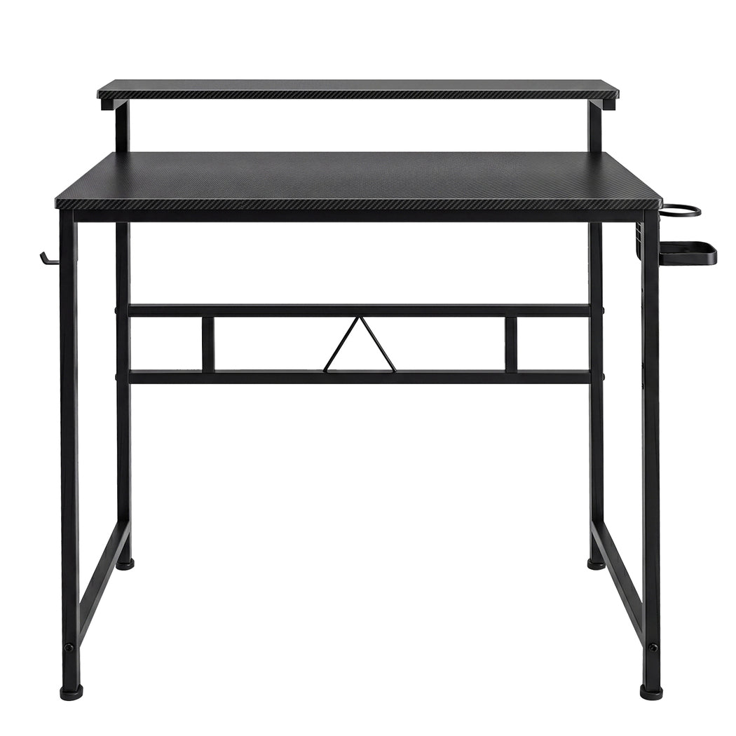 Compact Gaming Desk Pc Computer Table With Adjustable Monitor Shelf | Black