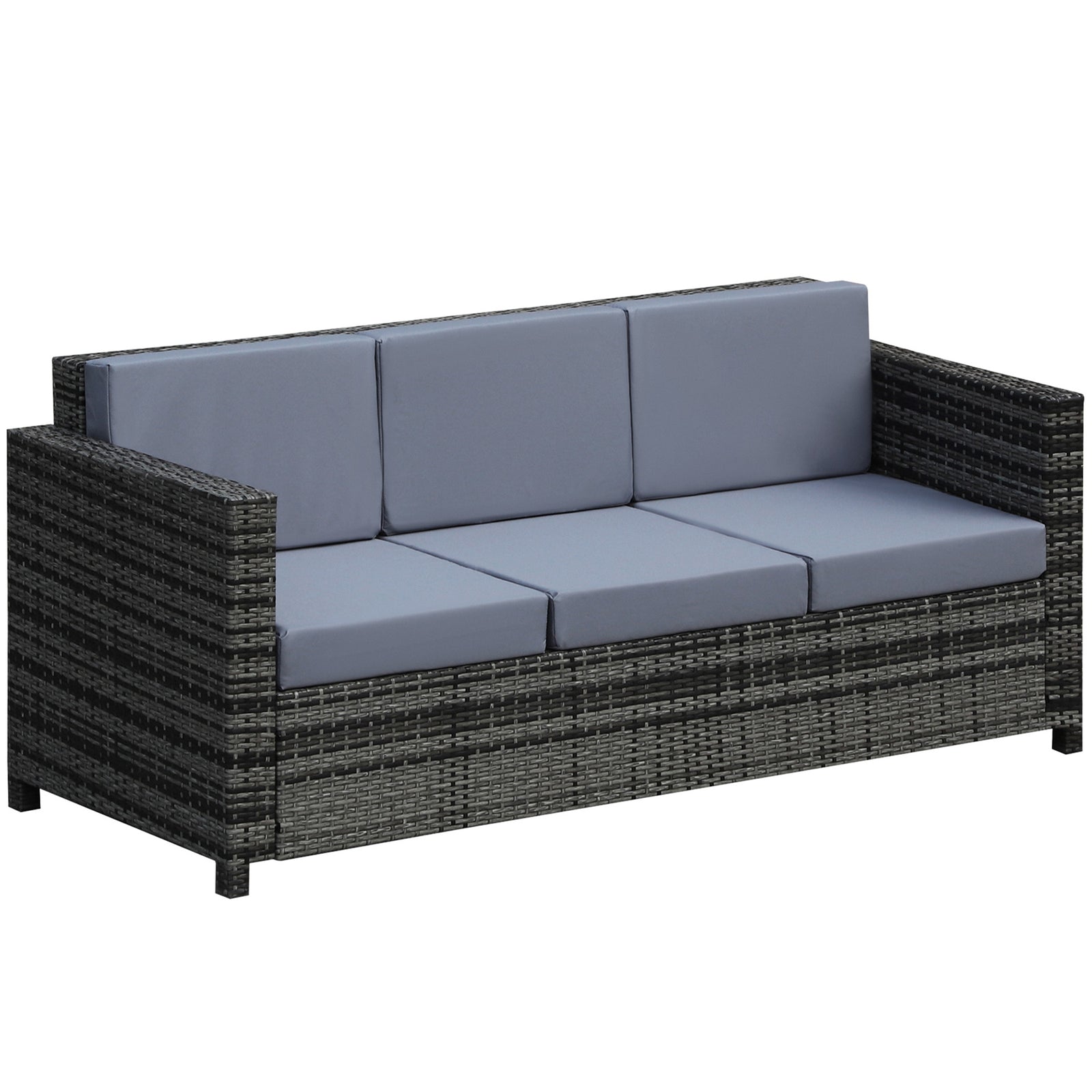 Rattan Garden Furniture Weave Wicker 3-seater Sofa W/cushion | Gray
