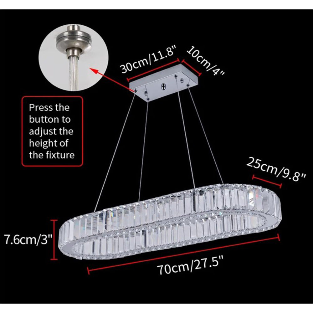 Modern Crystal Oval Led Pendant Light | One Size | Silver