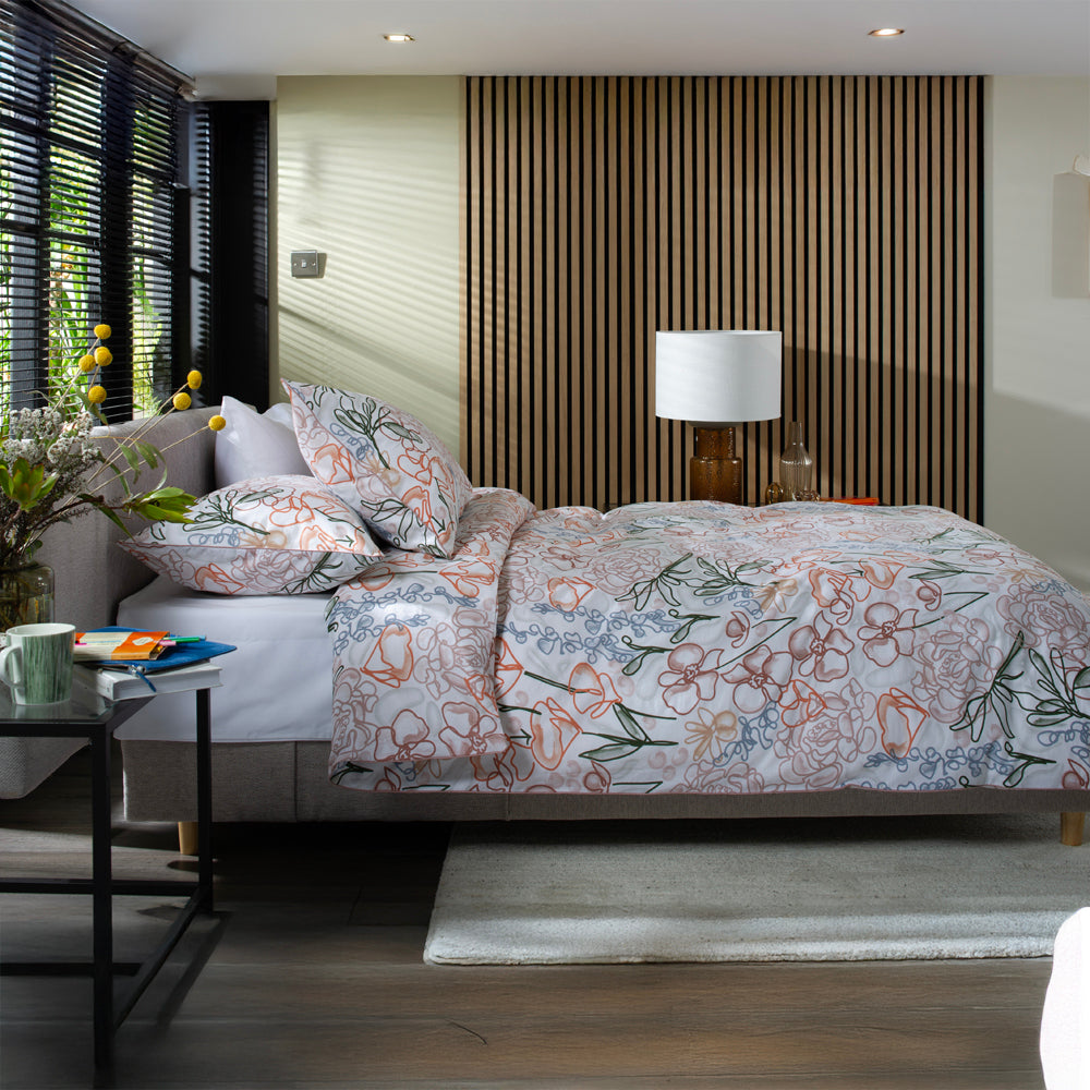 Naïve Floral 100% Cotton Duvet Cover Set With Piped Edging | Double | Multi Colour