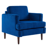 Mid-century Modern Single Sofa Chair – Velvet Upholstery, High-density Foam, Walnut Legs, Comfortable Accent Chair