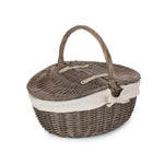 Wicker Antique Wash Finish Oval Picnic Basket | White