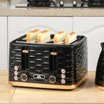 Toaster With 4 Slot, 7 Browning Levels, 1600w, Ripple | One Size | Black