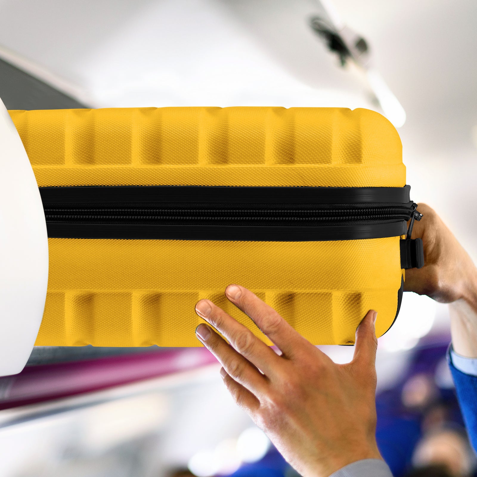 45x36x20cm Lightweight Underseat Cabin Carry On Suitcase - 100+ Airline Approved - Hard Shell Luggage - 4 Wheels | 45 x 36 x 20cm | Yellow & Black