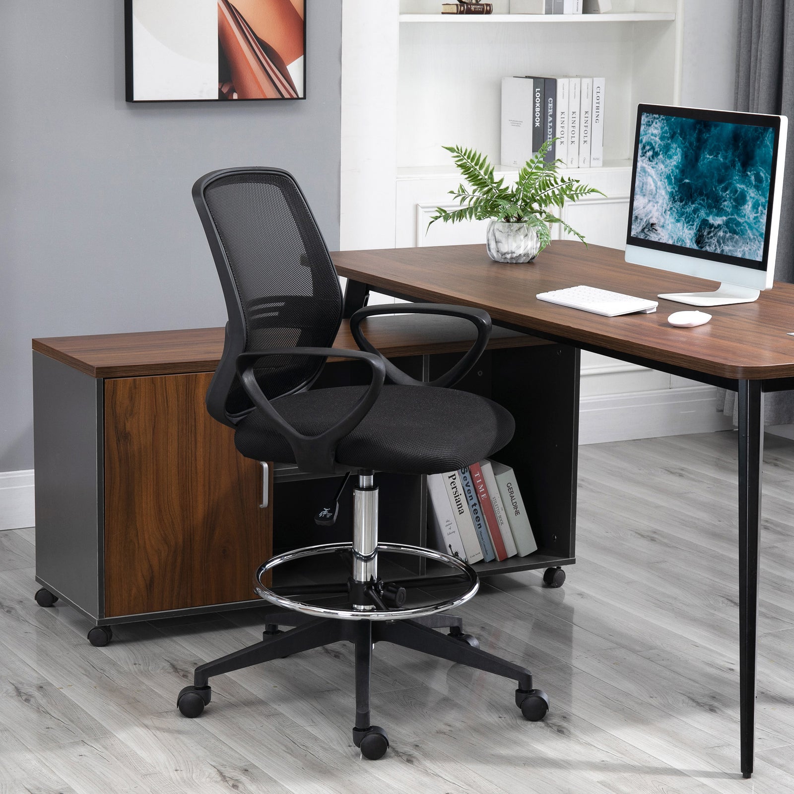 Draughtsman Tall Office Chair Swivel | Black