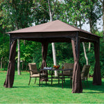 Garden Metal Gazebo Marquee Patio Party Tent Canopy Shelter | Brown