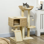 PawHut Multi-level Cat Tree With Scratching Post Condo Bed Ramp, 95cm, Beige