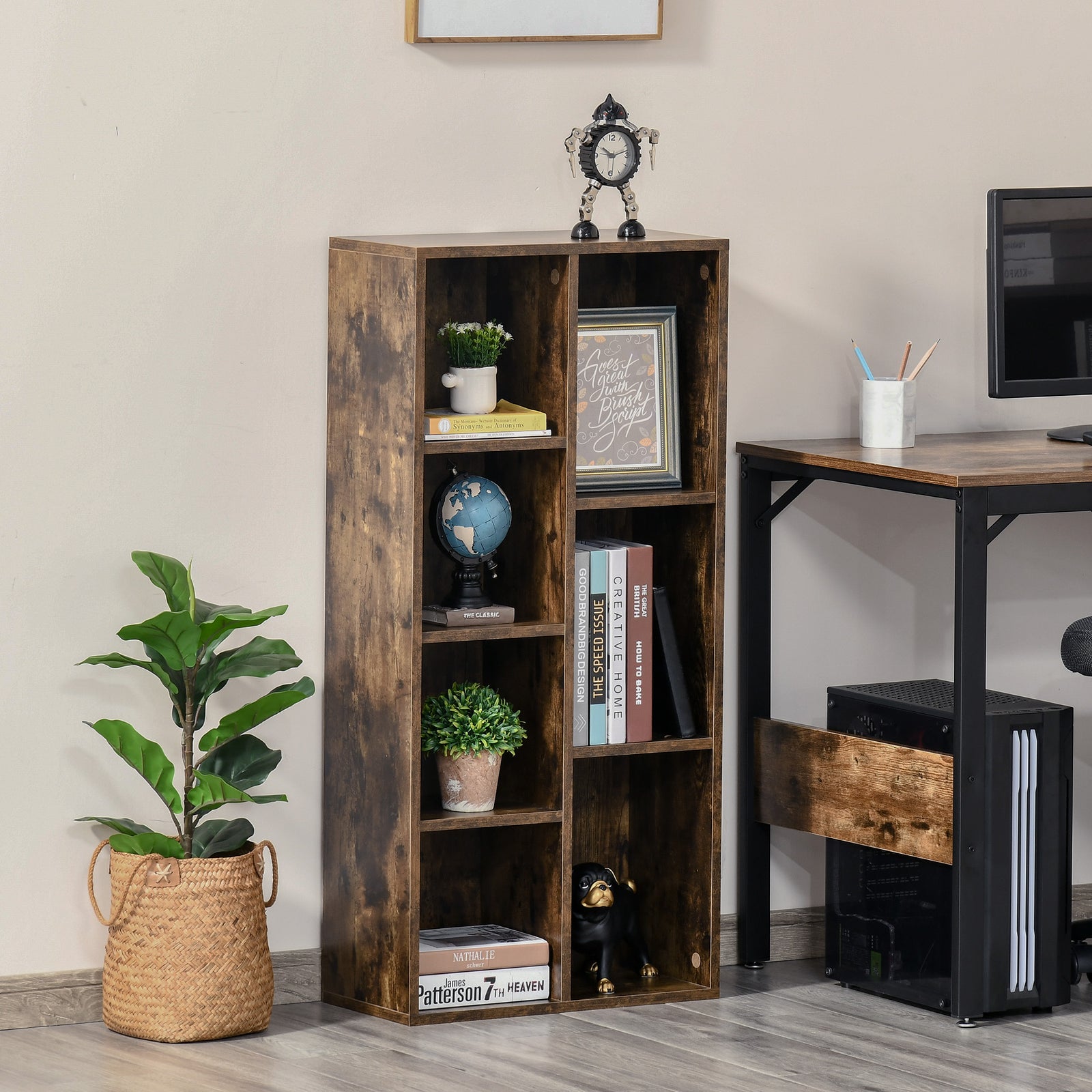 Bookcase Modern Bookshelf Cabinet For Home Office | One Size | Pale Brown