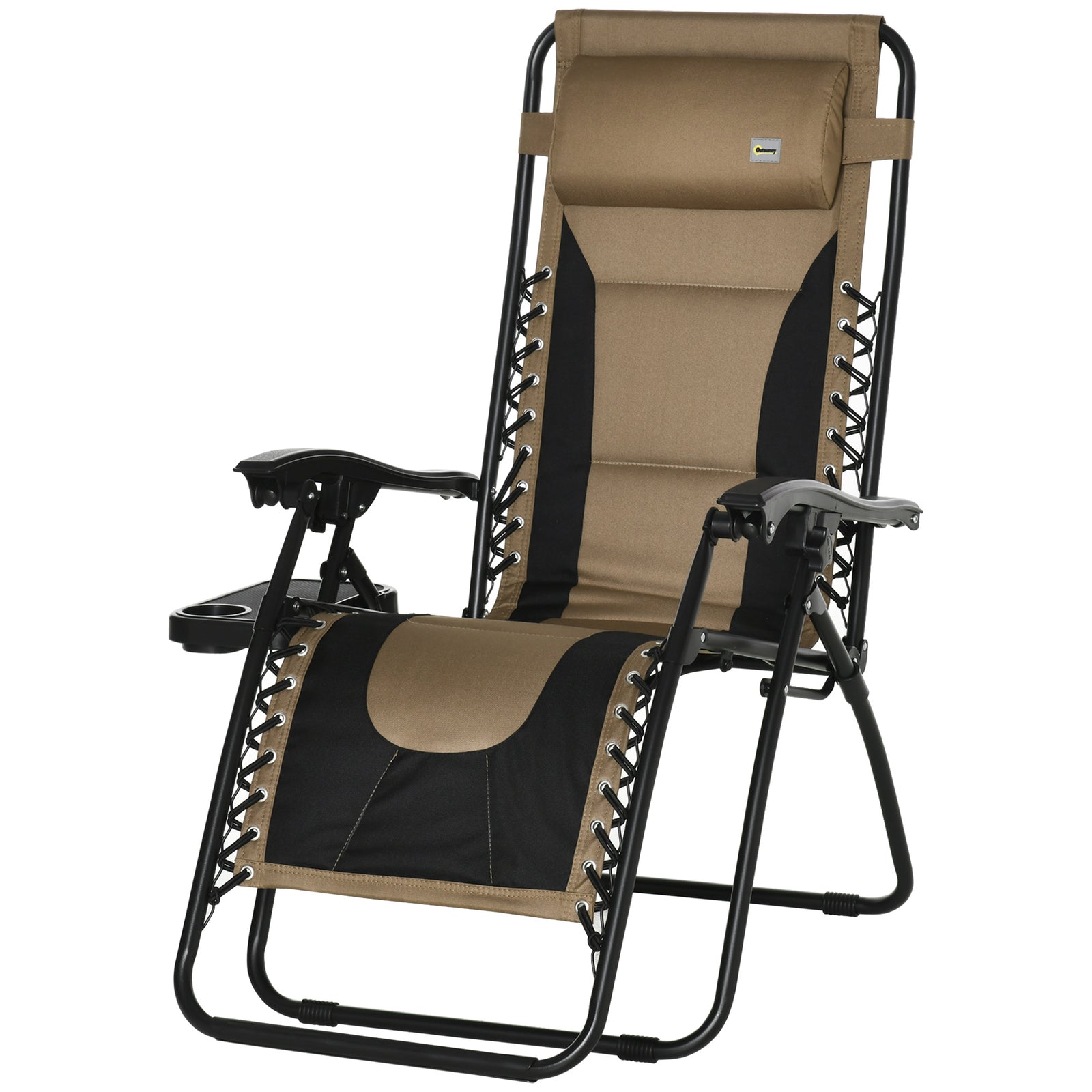Zero Gravity Lounger Folding Recliner Chair W/ Cup Holder | Set-of-1 | Brown