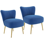 Set Of 2 Accent Chairs Wingback Armless Chairs For Bedroom | One Size | Blue
