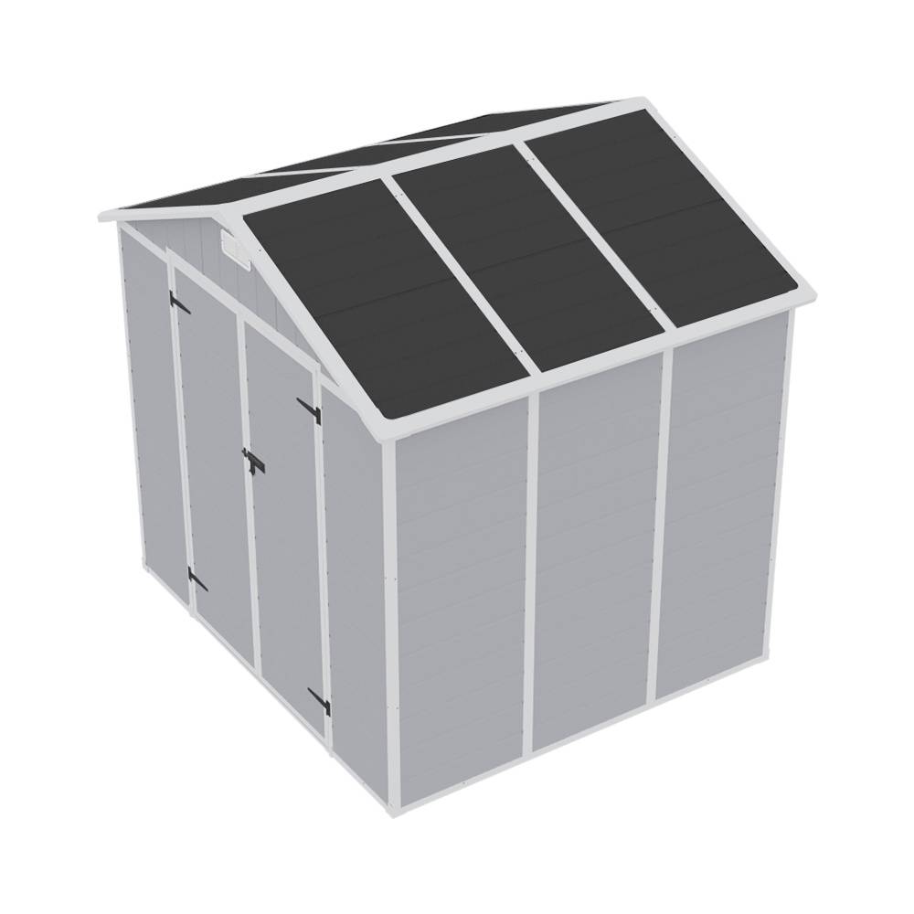 8x6ft Outdoor Plastic Tool Shed With Apex Roof & Floor, Double Doors, Ventilation & Window, Lockable Backyard Storage House