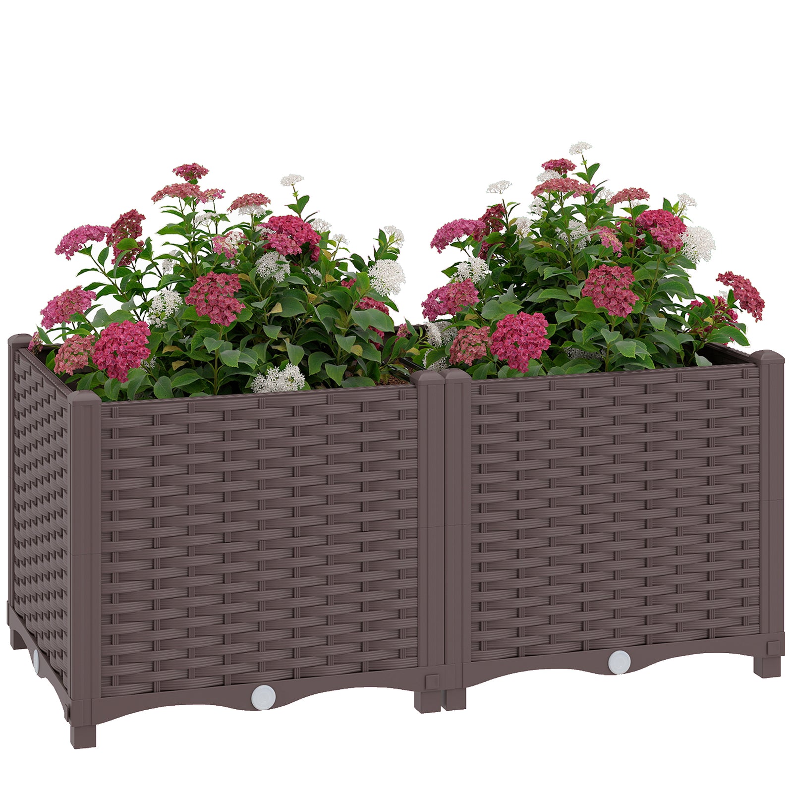 Plastic Raised Garden Bed With Legs And Drainage Holes And Plugs | M | Brown