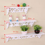 Set Of 3 Wooden Shelves Storage Display Rack Wall-mounted White