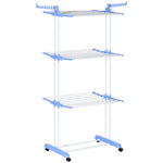 Foldable Clothes Drying Rack Steel Garment Dryer Casters | One Size | Blue