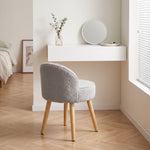 Teddy Fleece Dressing Table Stool With Rubberwood Legs | Grey