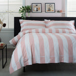 West End Stripe 100% Cotton Duvet Set – Soft & Breathable Bedding | Super King | Rose