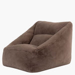 Icon Natalia Armchair And Round Footstool, Rabbit Faux Fur | Medium | Mocha