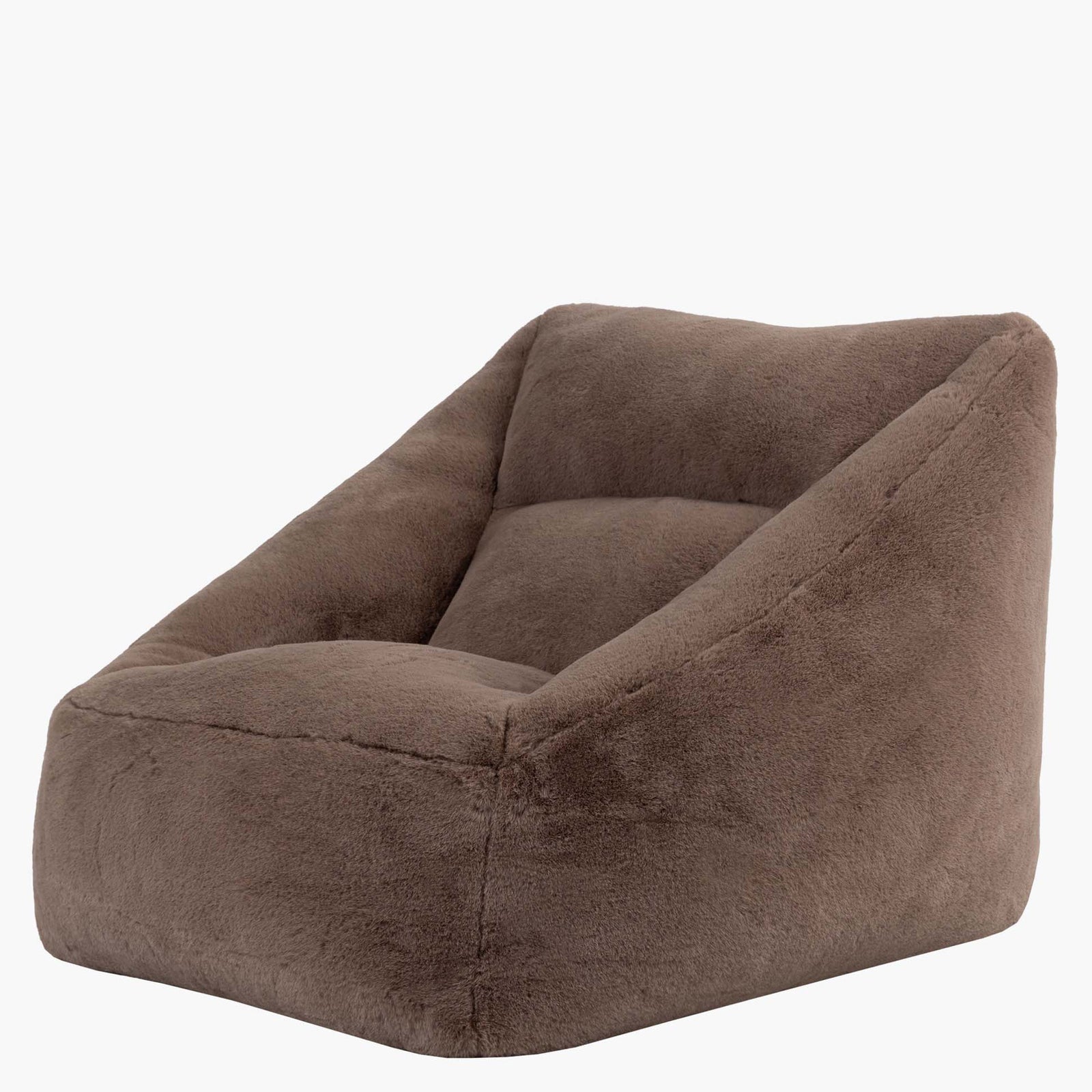 Icon Natalia Armchair And Round Footstool, Rabbit Faux Fur | Medium | Mocha