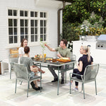 5 Piece Wicker Garden Dining Set, Pe Rattan With Cushions