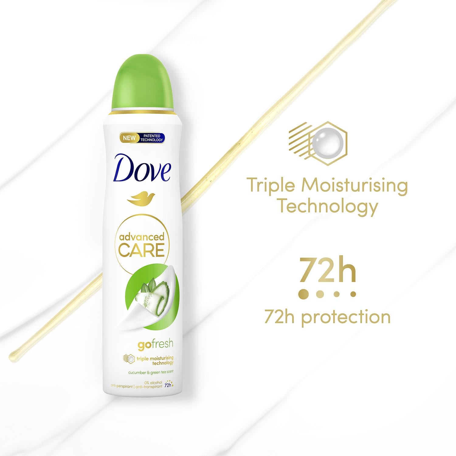 Advanced Care Antiperspirant Deodorant Spray Cucumber & Green Tea, 3x 200ml