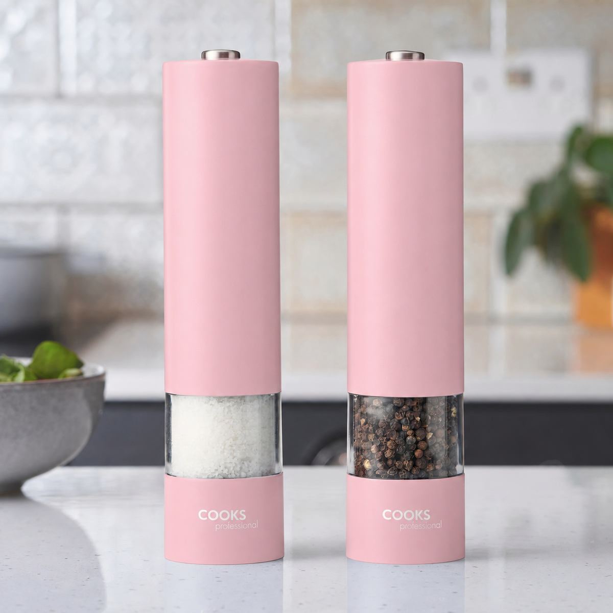 Cooks Professional Stainless Steel Electric Salt & Pepper Mill Set