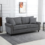 Fabric Sofa 3 Seater Sofa With Throw Pillow | One Size | Gray