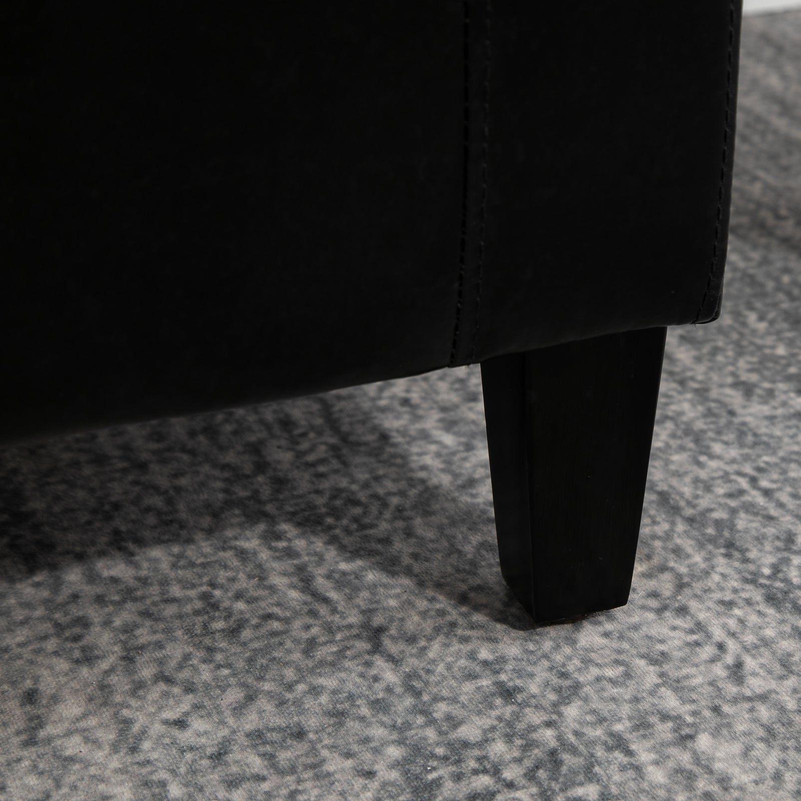 Pu Leather Storage Bench, Wooden Frame | Black