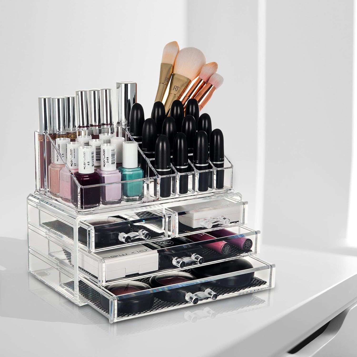 Glamsmacked Acrylic Makeup Organiser Clear 4 Drawer Storage For Cosmetics