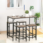 Industrial Dining Table Set With 4 Stools