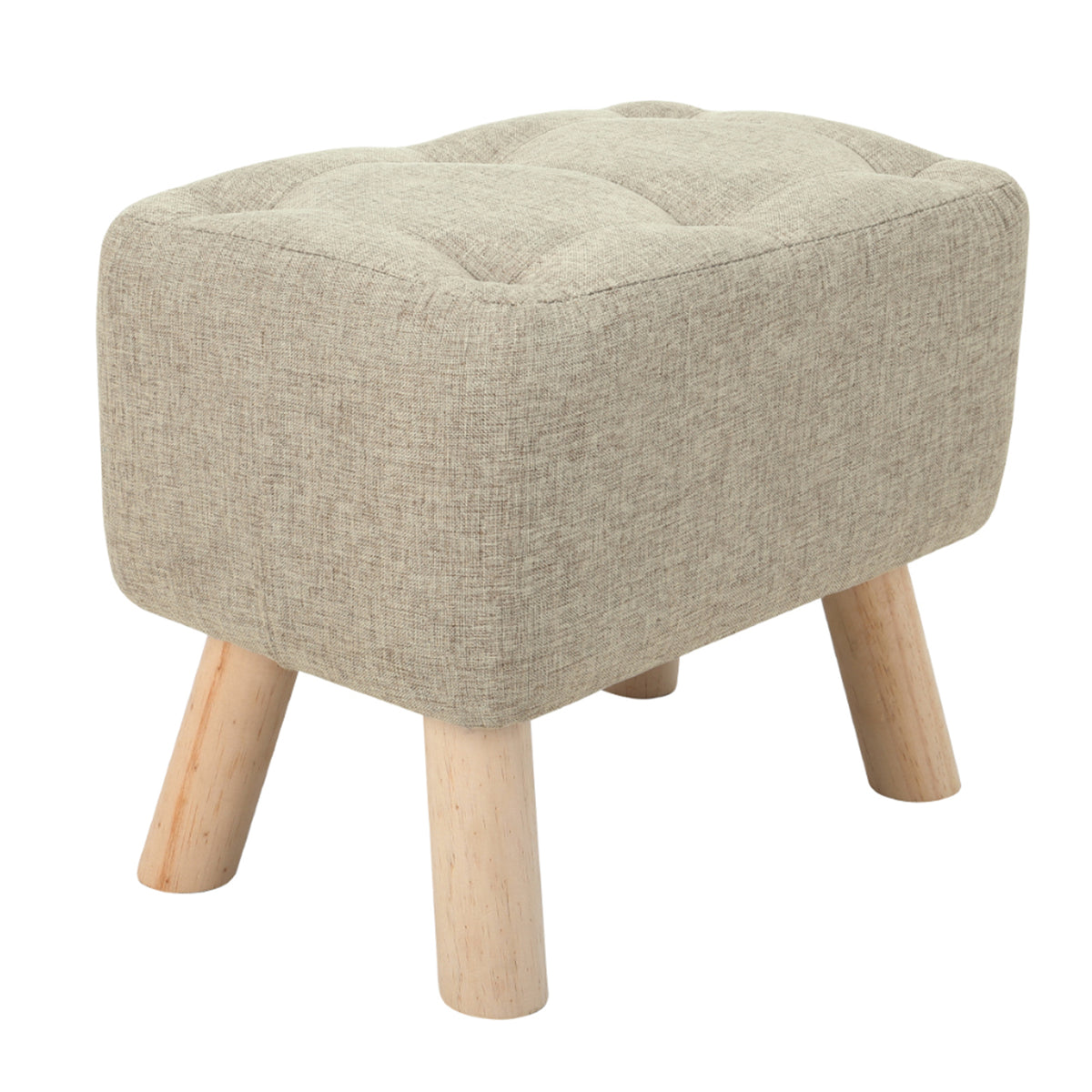 Living and Home Linen Upholstered Ottoman Footstool With Pocket