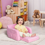 2 In 1 Kids Armchair Sofa Bed Fold Out Padded Wood Frame Bedroom | Pink
