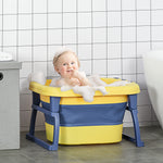 Foldable Baby Bathtub For Newborns Infants Toddlers W/ Stool | Yellow