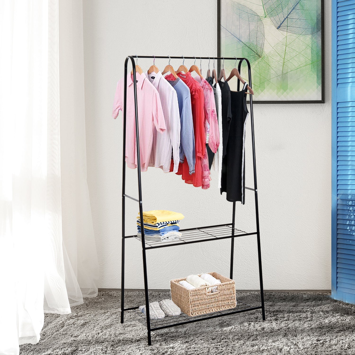 A Shaped Clothes Rack Garment Hanger Hanging Rail 2-tier