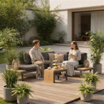 Outsunny 4 Seater L Shaped Aluminium Garden Furniture Set With Coffee Table