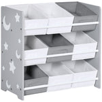Storage Unit W/9 Removable Storage Baskets For Nursery Playroom | Grey