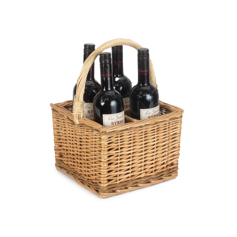 Unpeeled Bottle Carrier Wicker Basket | 4 | Brown