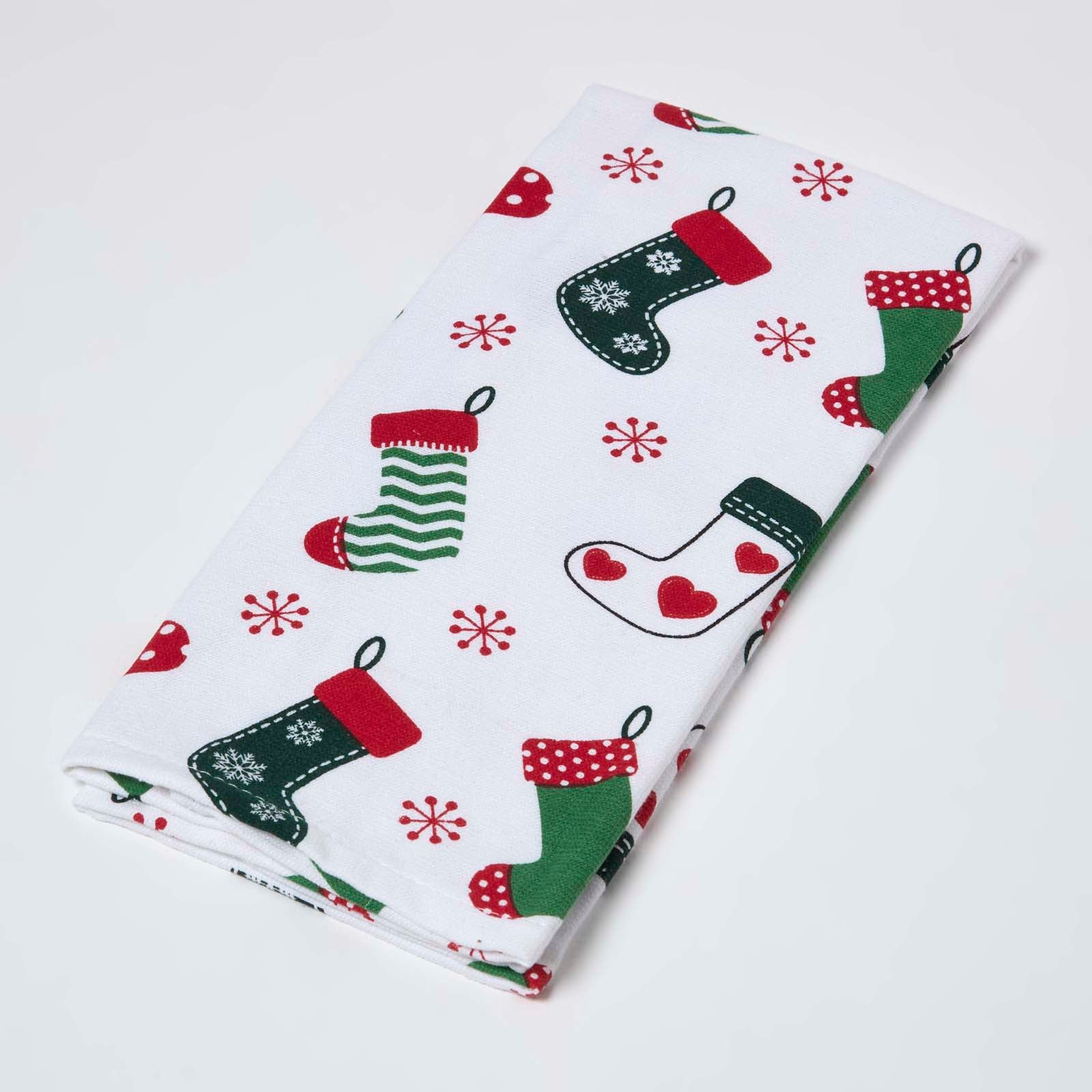 Stockings Christmas Tea Towel