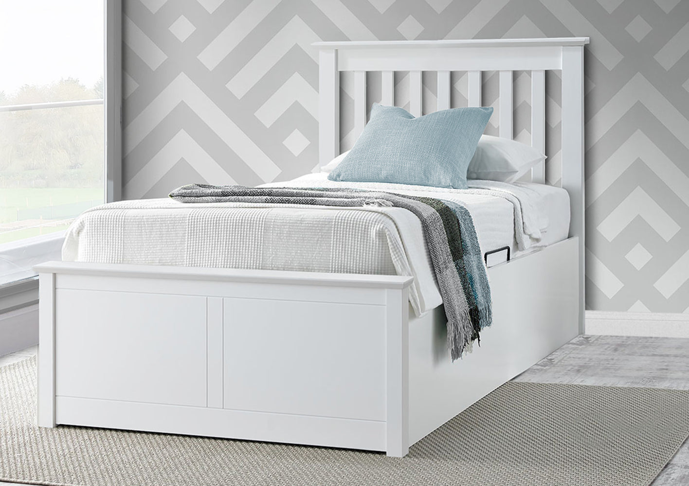 Francis Wooden Ottoman Bed | Single | White