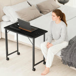HOMCOM Small Writing Desk With Wheels, Folding Study Table