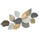 HOMCOM Modern Wall Art With Leaf Design, Metal Hanging Decoration
