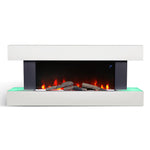 52-inch Electric Fireplace Suite, Black Fire With White Led Surround, Remote Control, Dual Side Nightlights & 7 Flame Colors