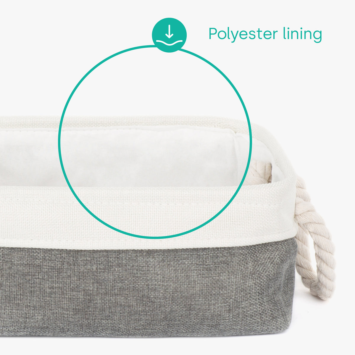 Livivo Set Of 3 Medium Fabric Storage Baskets With Rope Handles