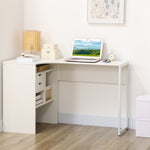 L-shaped Corner Computer Desk Study Table W/ Storage Shelf | White