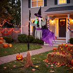 HOMCOM 200cm Life Size Animated Witch, Scary Halloween Animatronic Decor