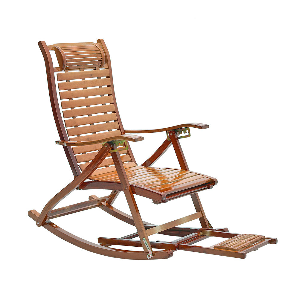 Bamboo Rocking Chair Foldable Recliner | One Size | Brown