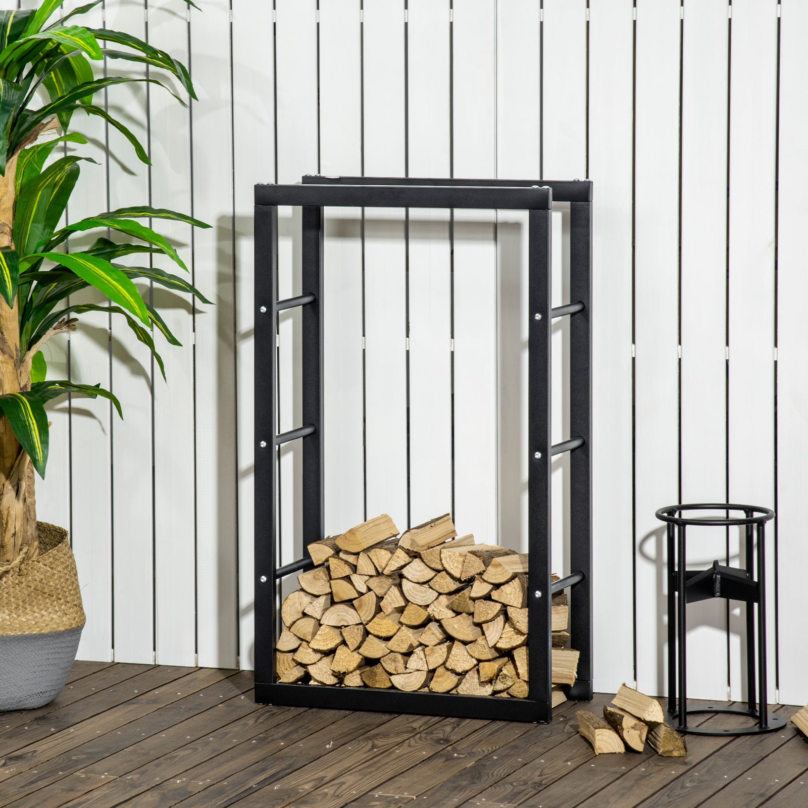Metal Firewood Rack Elevated Design 100H x 60Wcm